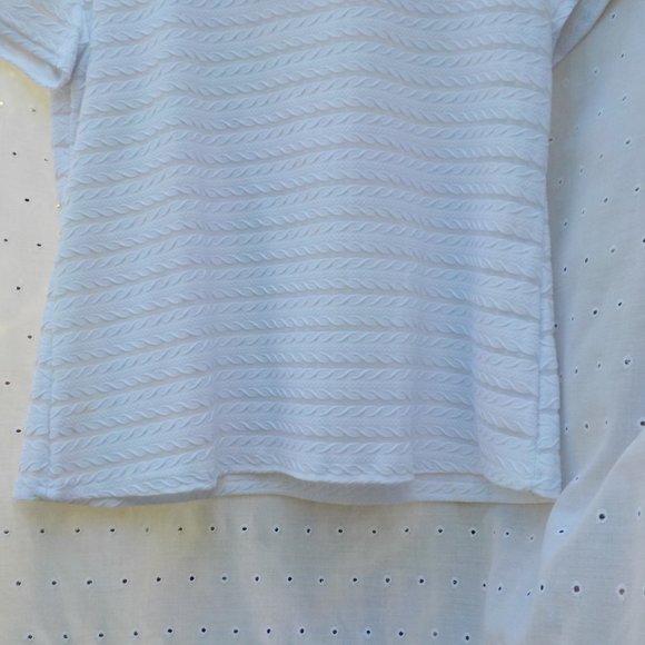 NWT White short sleeve Dress Top with partial sheer stripes SZ XL - Picture 3 of 16
